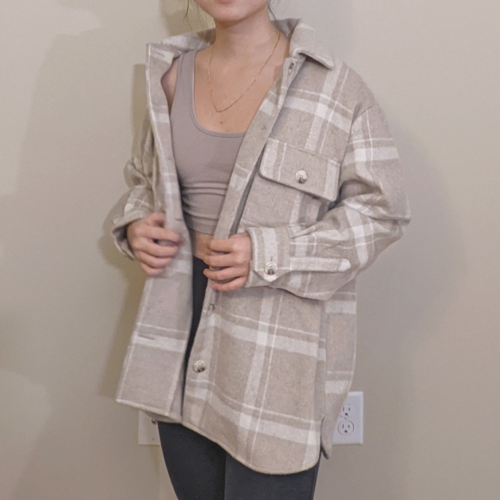 MANGO plaid shirt jacket NWT